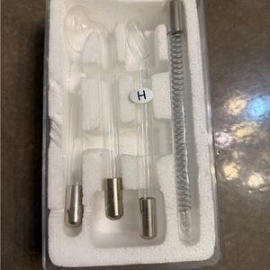 NuDerma Skin Therapy Wand Glass Electrodes Set with Metal Tips